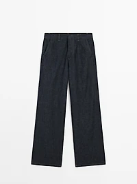 Straight-leg high-waist jeans