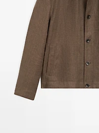 Total look linen jacket with herringbone detail