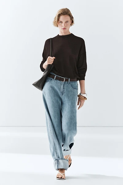 Oversize wool blend knit sweater