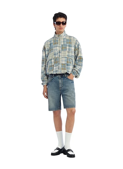 RELAXED FIT PLAID PATCHWORK JACKET