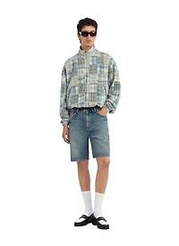 RELAXED FIT PLAID PATCHWORK JACKET
