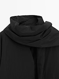 Long padded coat with scarf detail