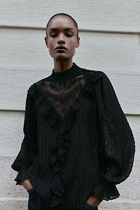 DOTTED MESH LACE SHIRT