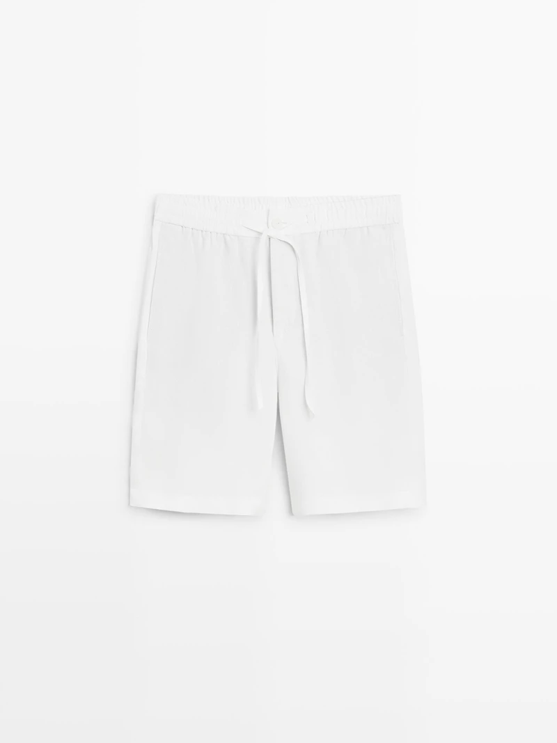Linen jogger-fit Bermuda shorts