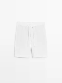 Linen jogger-fit Bermuda shorts