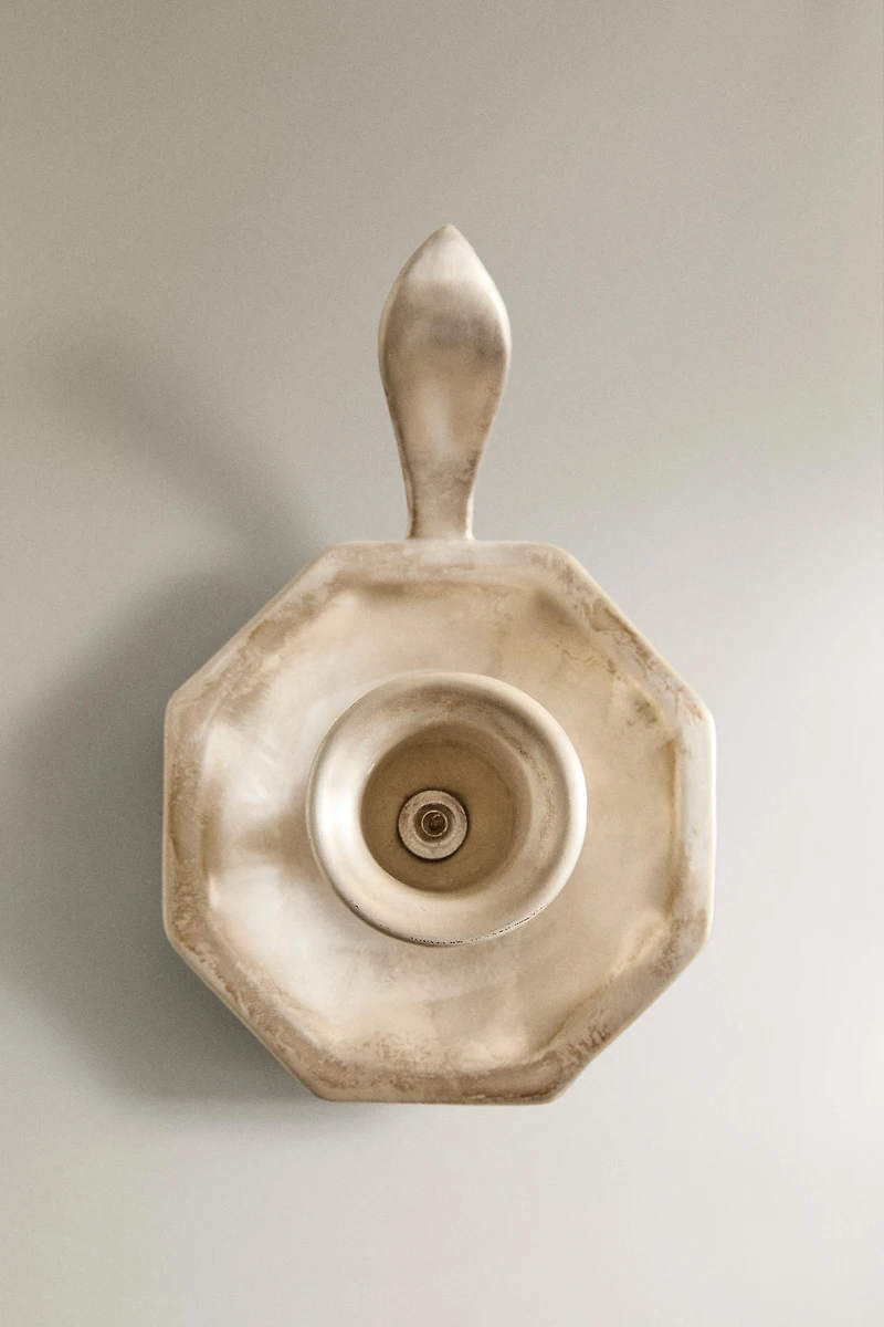 SILVER CERAMIC CHRISTMAS CANDLESTICK