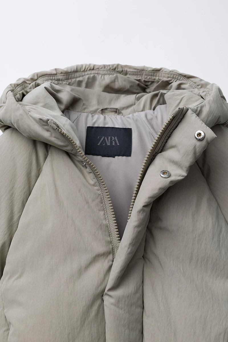 PUFFER COAT WITH EMBOSSED LOGO HOODIE