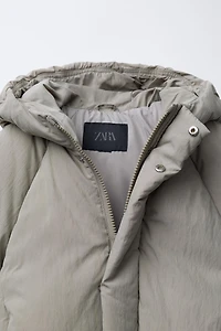 PUFFER COAT WITH EMBOSSED LOGO HOODIE