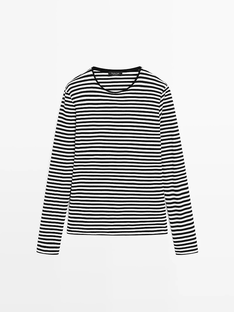 Striped long sleeve T-shirt with contrast detail