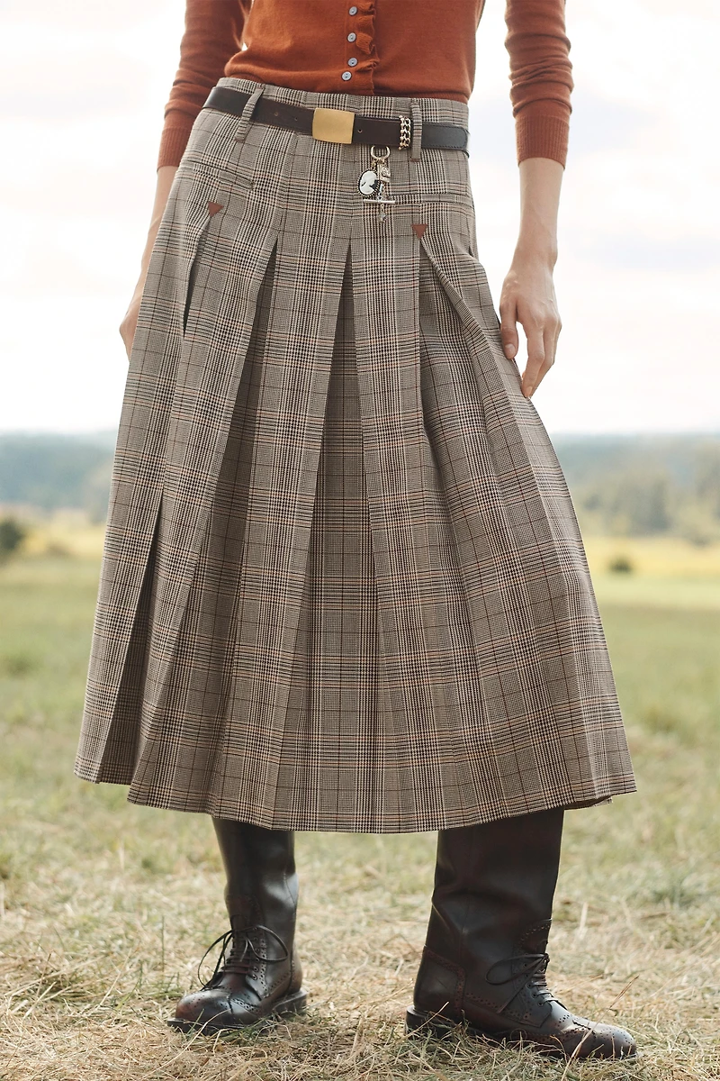 PLAID BOX PLEAT SKIRT - LIMITED EDITION
