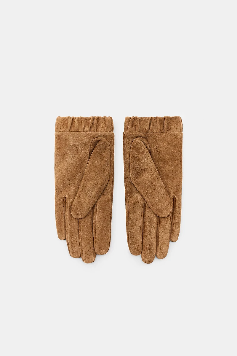 GANTS EN CUIR DE DAIM 100 % À PLIS