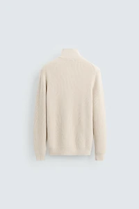 MOCK NECK ZIP-UP SWEATER