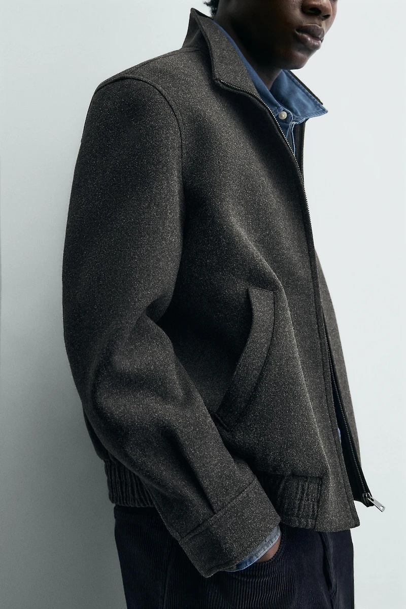 ZIPPERED WOOL EFFECT JACKET