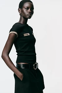 METALLIC THREAD T-SHIRT