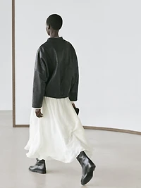 Leather bomber jacket