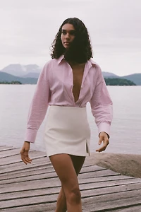 CHEMISE EN POPELINE RAYURES FIL MÉTALLISÉ