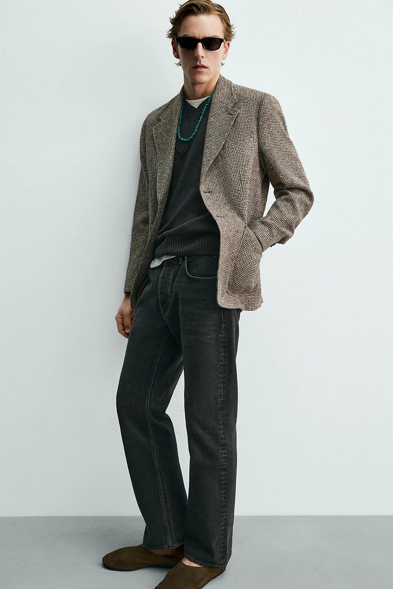 WOOL-COTTON TEXTURED BLAZER AARON LEVINE X ZARA