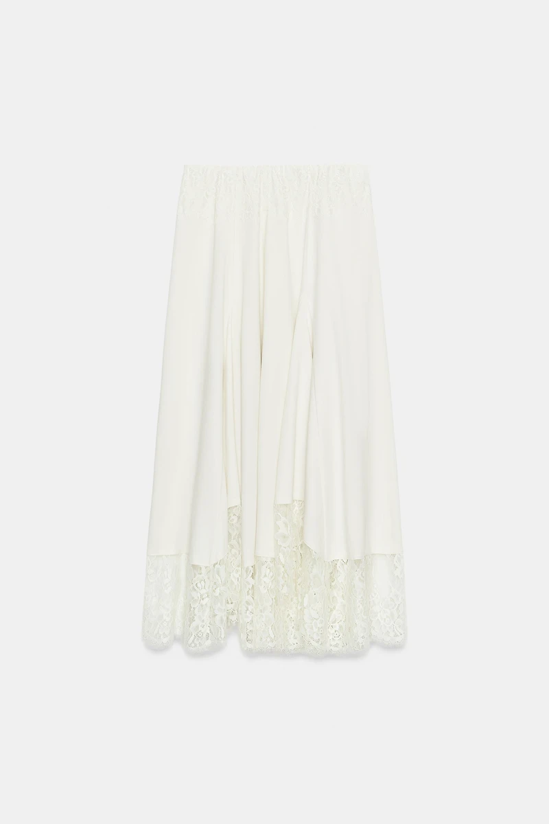 VOLUMINOUS LACE MIDI SKIRT