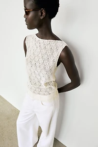 Sleeveless open-knit top