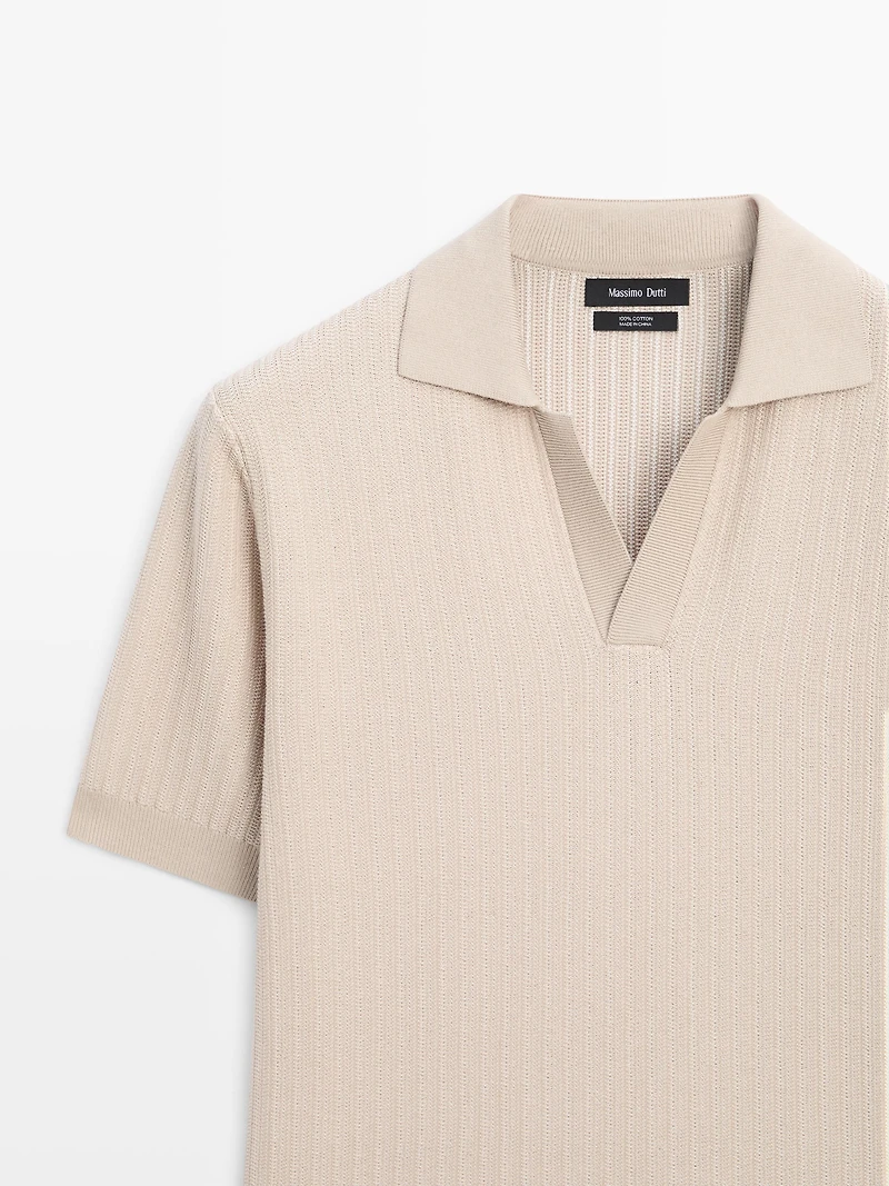 Pull polo en maille jacquard