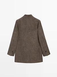 Flecked wool blend coat with high collar