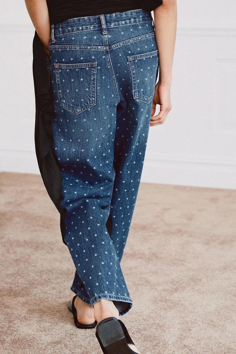 ZW COLLECTION POLKA DOT MID-RISE TAPERED JEANS