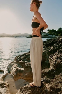 LINEN BARREL PANTS