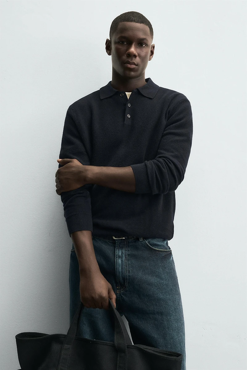 COTTON LYOCELL KNIT POLO SHIRT