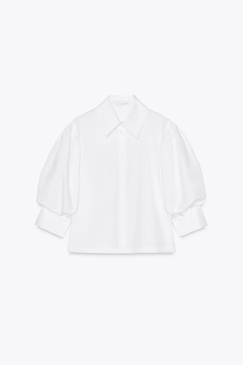 CHEMISE POPELINE MANCHES BOUFFANTES ZW COLLECTION