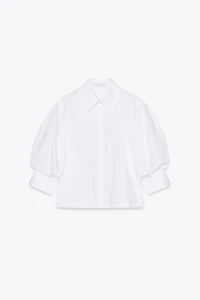 CHEMISE POPELINE MANCHES BOUFFANTES ZW COLLECTION