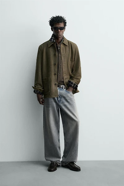 VINTAGE EFFECT SUEDE LEATHER JACKET