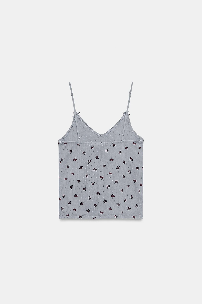 POINTELLE FLORAL TOP