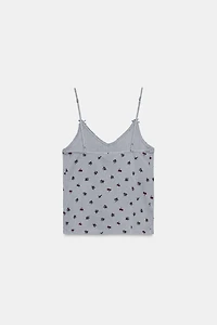 POINTELLE FLORAL TOP