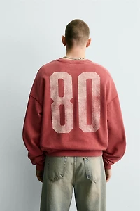 WASHED COMBINATION PRINT SWEATSHIRT