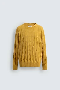 PULL STRUCTURÉ À TORSADES EN COTON
