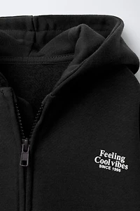 ZIP-UP TEXT SWEATSHIRT
