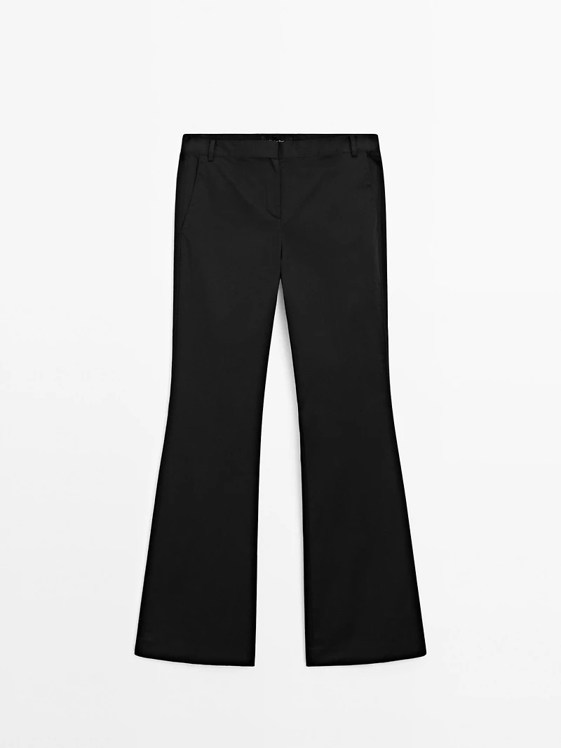 Satin flared fit trousers
