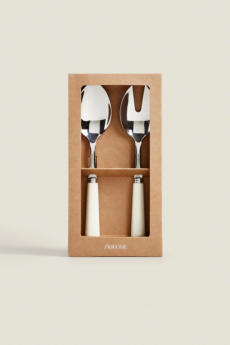 SALAD FLATWARE SET WITH COLORED HANDLE (SET OF 2)