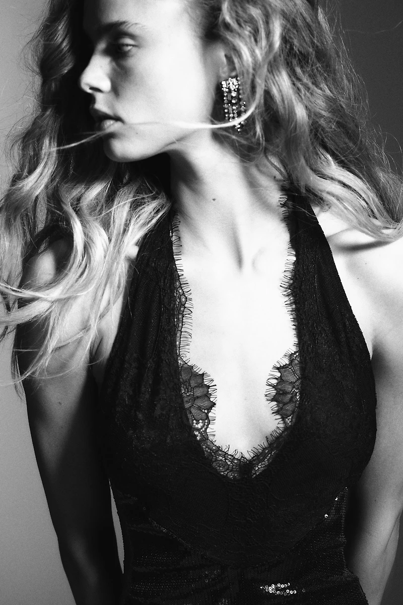 SEQUIN HALTER SHORT DRESS