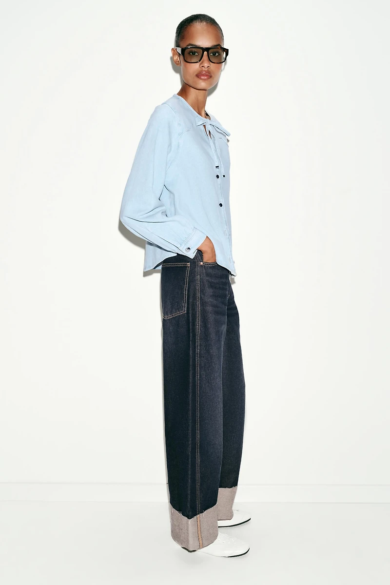 CHEMISE Z1975 EN DENIM AVEC NŒUD