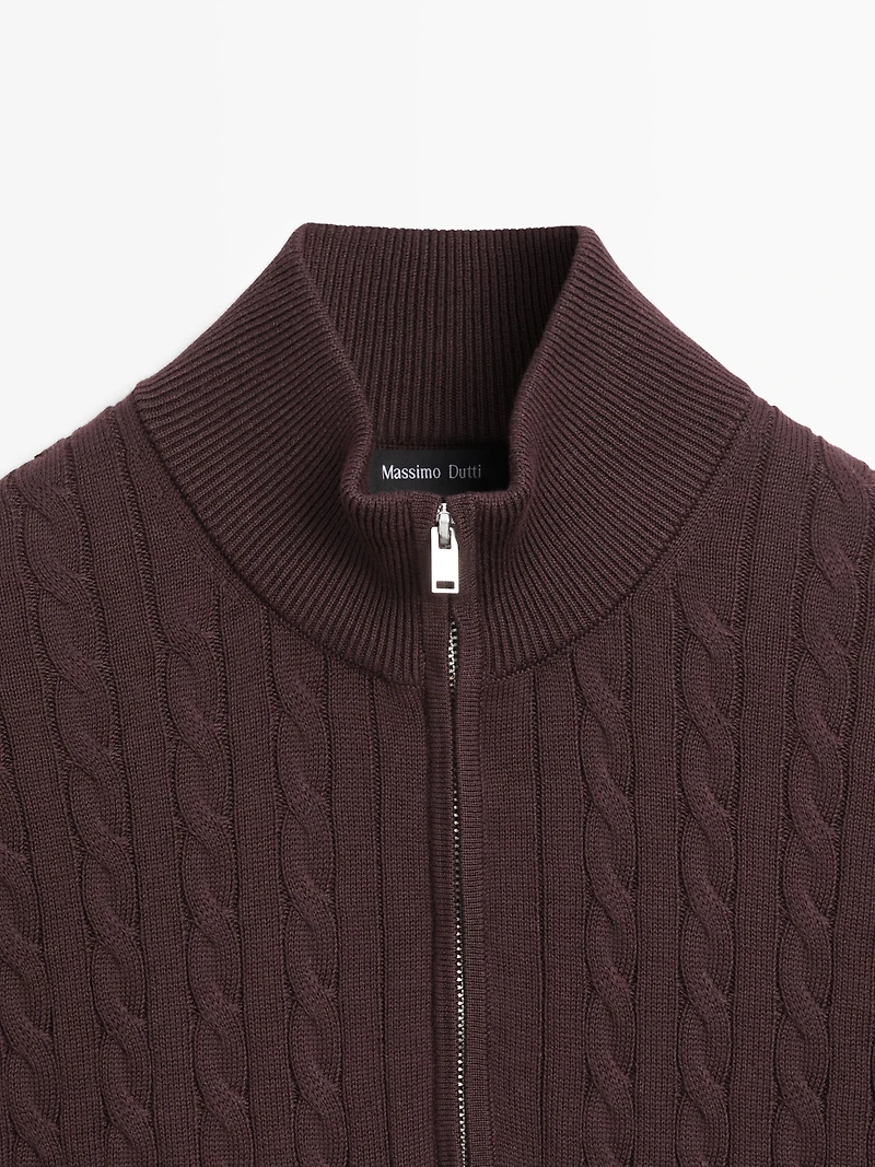 Mock neck knit sweater with zip
