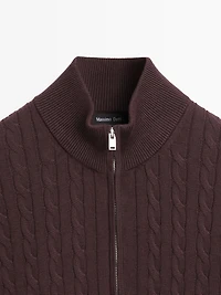 Mock neck knit sweater with zip
