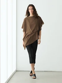 Asymmetric cape-style flowing blouse