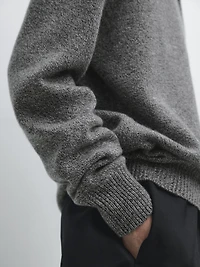 Flecked knit wool blend polo sweater