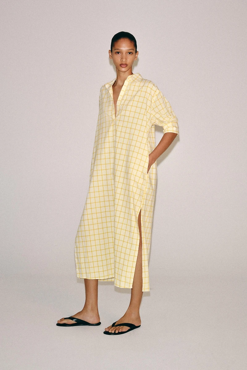 ZW COLLECTION CHECKED SHIRT DRESS