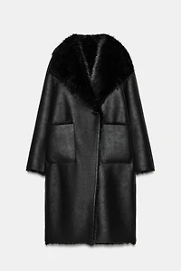 REVERSIBLE FAUX FUR DOUBLE-FACED COAT