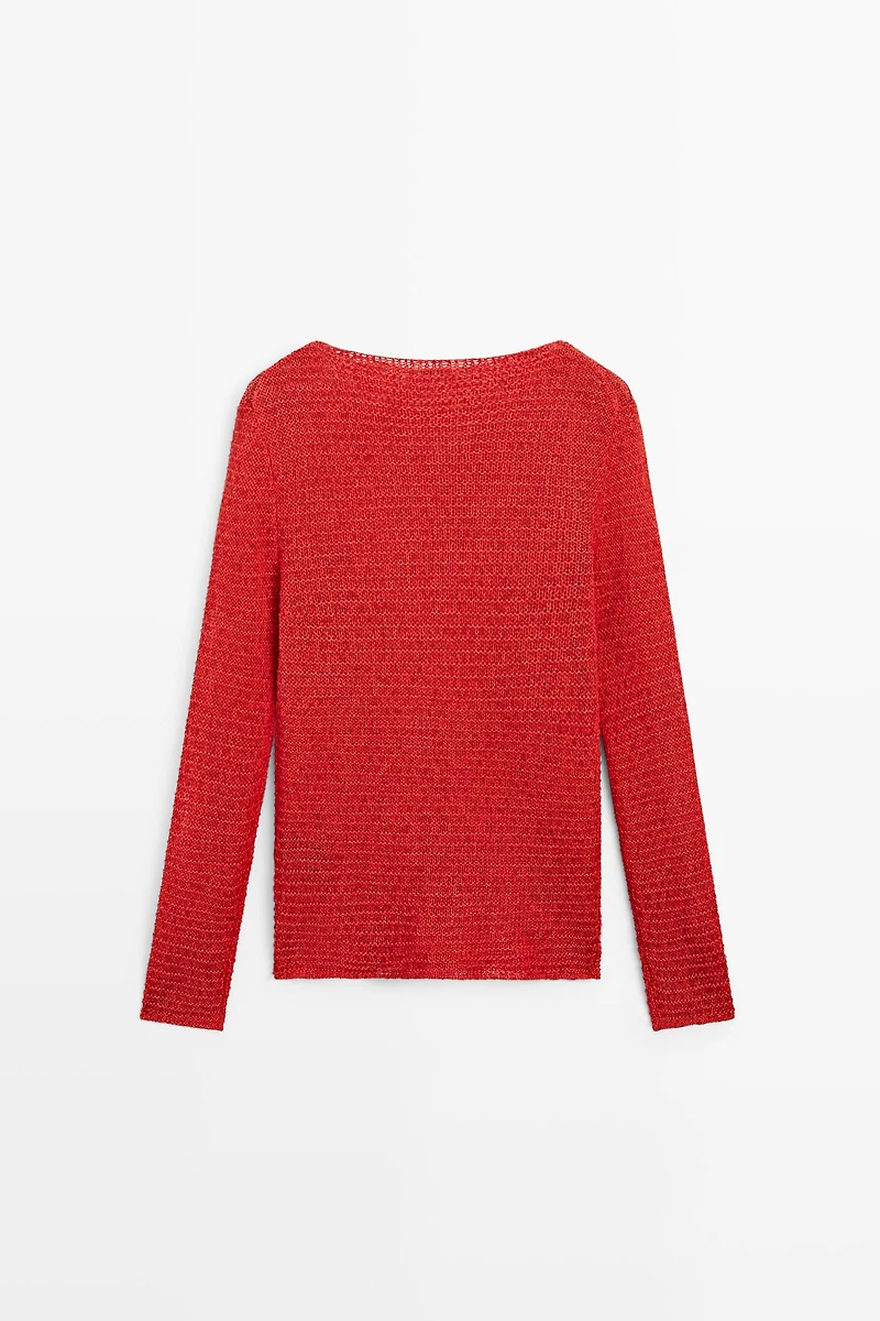 Boat neck knit sweater