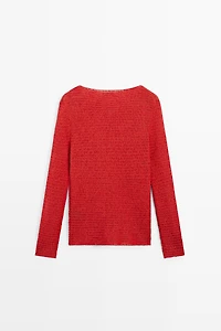 Boat neck knit sweater