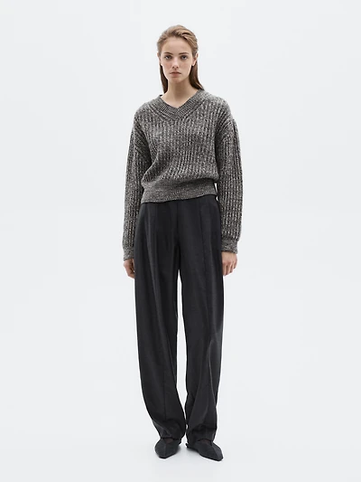 Flecked knit sweater 100% wool - LIMITED