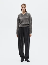 Flecked knit sweater 100% wool - LIMITED